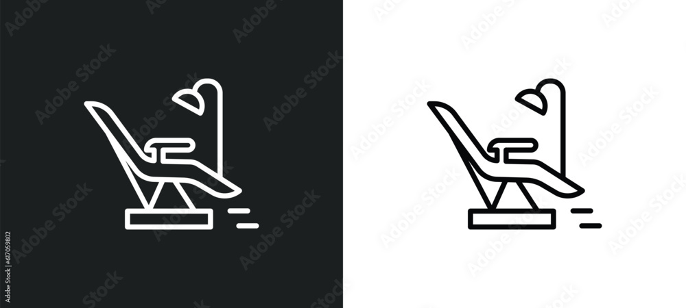 Poster operating table line icon in white and black colors. operating table flat vector icon from operating
