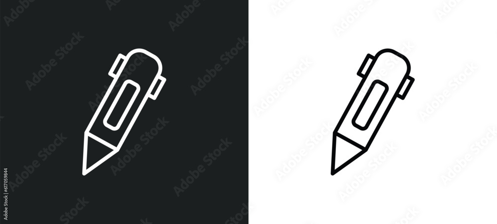 Poster digital pen line icon in white and black colors. digital pen flat vector icon from digital pen colle
