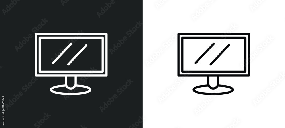 Poster lcd screen line icon in white and black colors. lcd screen flat vector icon from lcd screen collecti