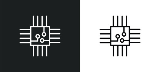 big chip line icon in white and black colors. big chip flat vector icon from big chip collection for web, mobile apps and ui.