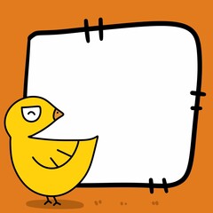 cartoon bird with banner background