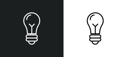 big light bulb line icon in white and black colors. big light bulb flat vector icon from big light bulb collection for web, mobile apps and ui.