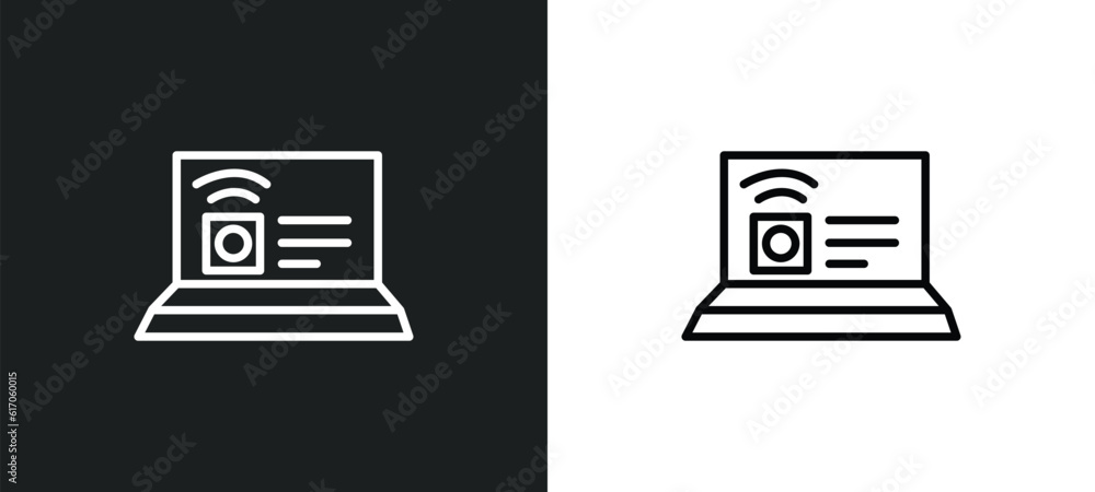 Poster internet value line icon in white and black colors. internet value flat vector icon from internet va