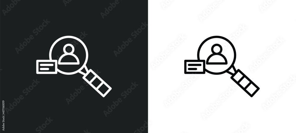 Aufkleber user research line icon in white and black colors. user research flat vector icon from user research