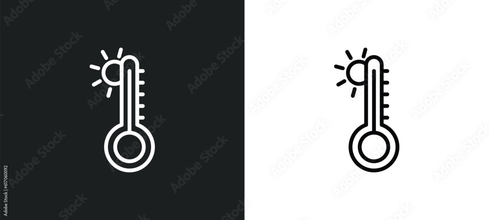 Aufkleber summer temperature line icon in white and black colors. summer temperature flat vector icon from sum