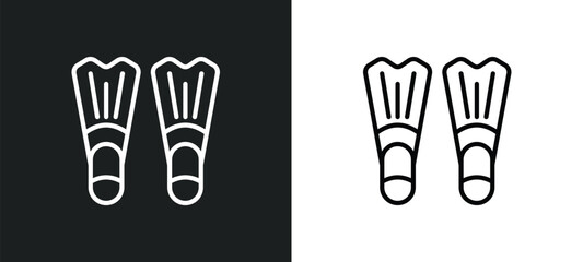 fins line icon in white and black colors. fins flat vector icon from fins collection for web, mobile apps and ui.