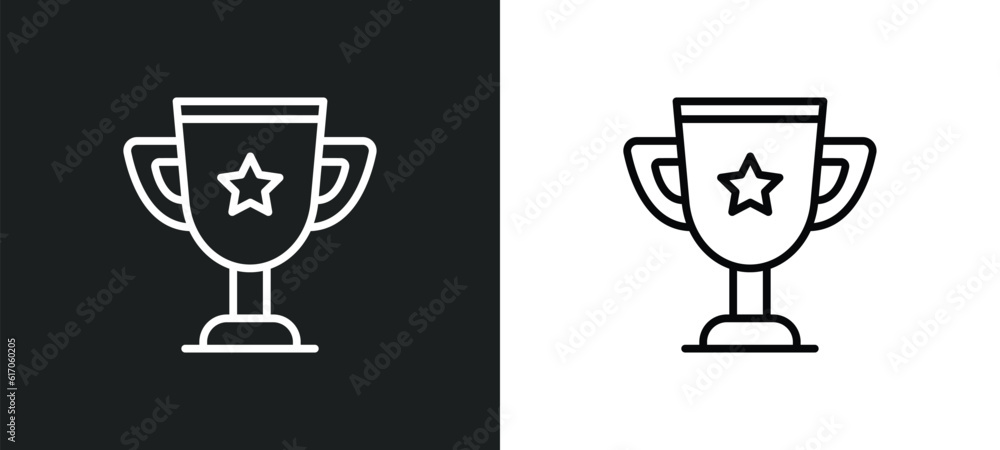 Poster trophy line icon in white and black colors. trophy flat vector icon from trophy collection for web, 