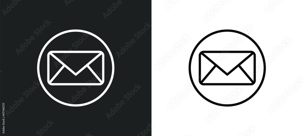 Poster email line icon in white and black colors. email flat vector icon from email collection for web, mob