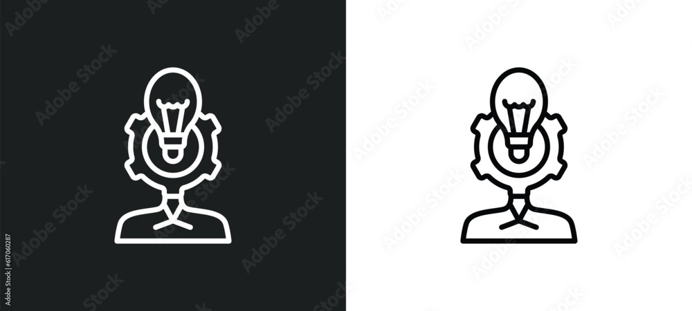 Poster user experience line icon in white and black colors. user experience flat vector icon from user expe