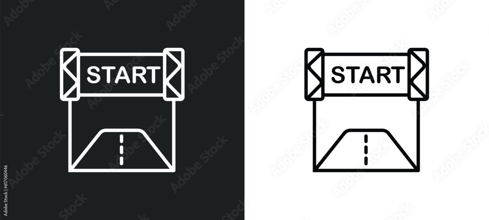 Aufkleber starting line icon in white and black colors. starting flat vector icon from starting collection for