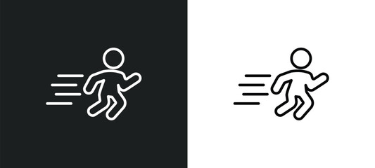 man sprinting line icon in white and black colors. man sprinting flat vector icon from man sprinting collection for web, mobile apps and ui.