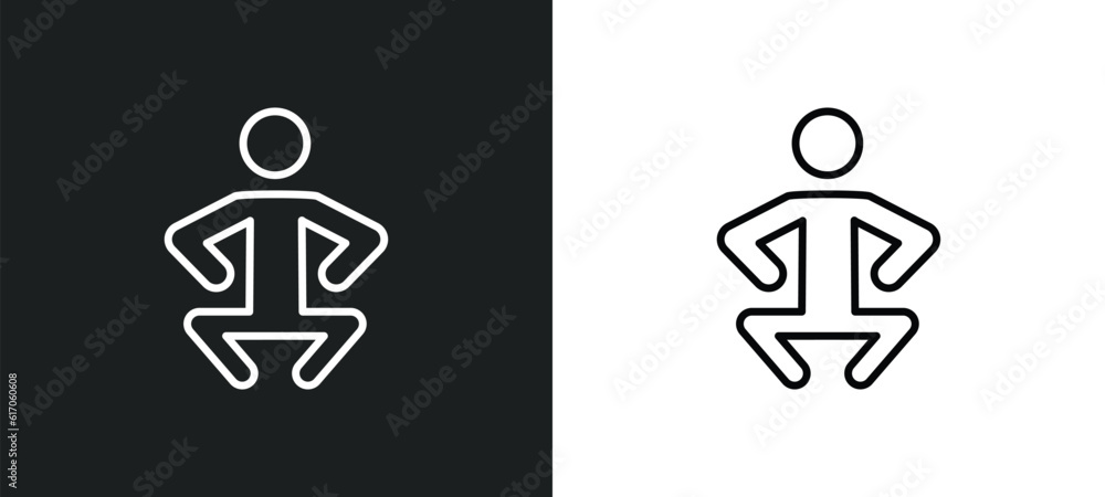 Poster squat line icon in white and black colors. squat flat vector icon from squat collection for web, mob