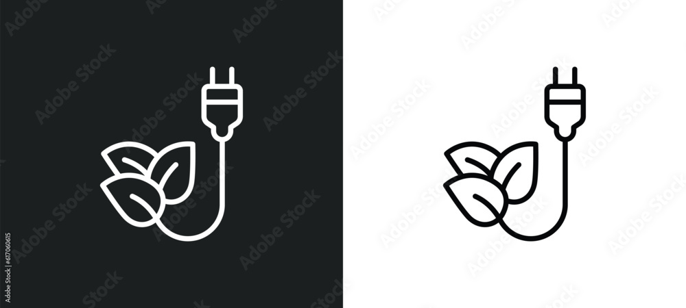 Poster zero emission line icon in white and black colors. zero emission flat vector icon from zero emission