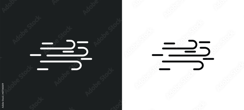 Poster wind line icon in white and black colors. wind flat vector icon from wind collection for web, mobile