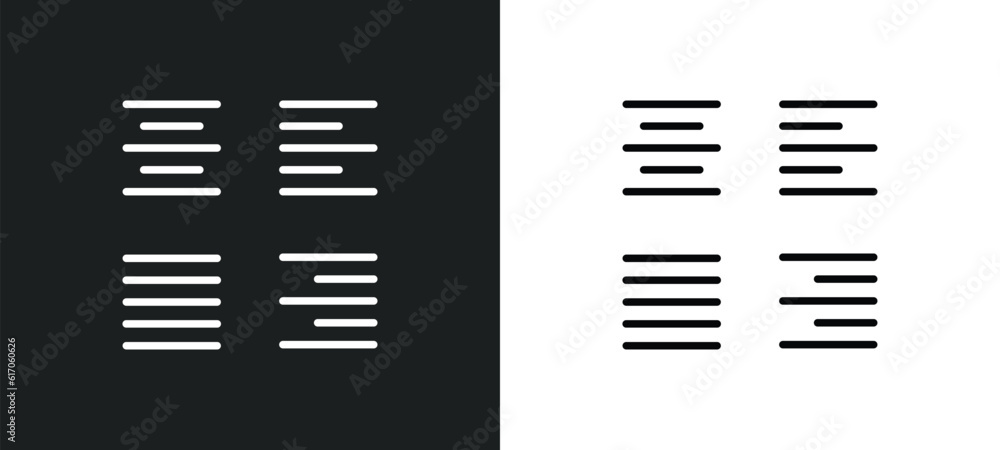 Poster alignment line icon in white and black colors. alignment flat vector icon from alignment collection 