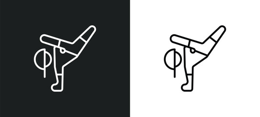 breakdance line icon in white and black colors. breakdance flat vector icon from breakdance collection for web, mobile apps and ui.