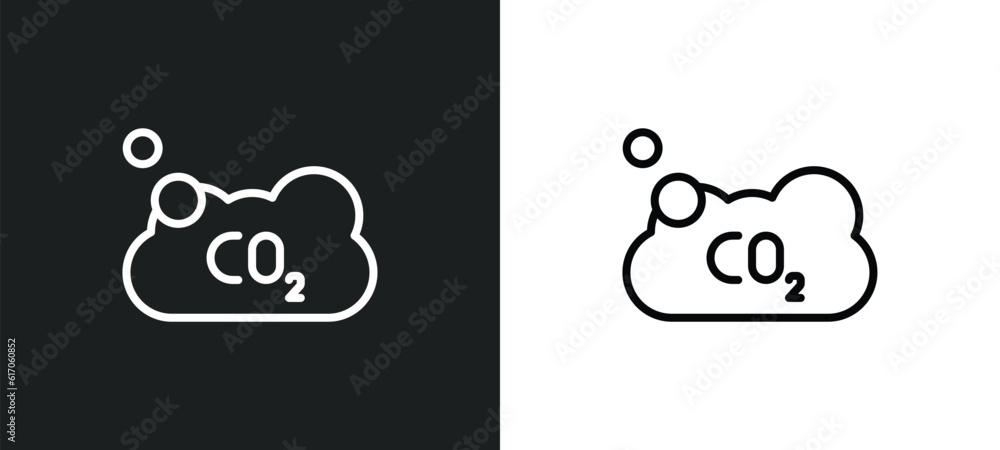 Poster co2 line icon in white and black colors. co2 flat vector icon from co2 collection for web, mobile ap
