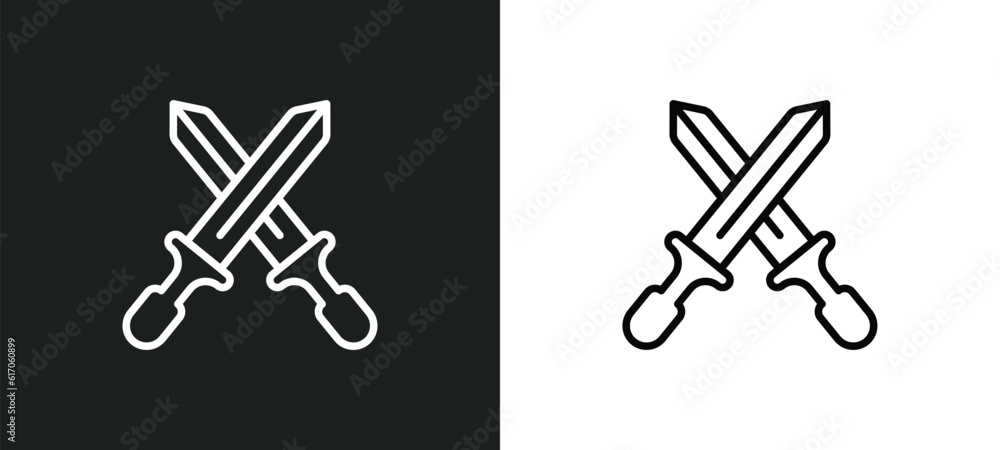Poster weapons line icon in white and black colors. weapons flat vector icon from weapons collection for we