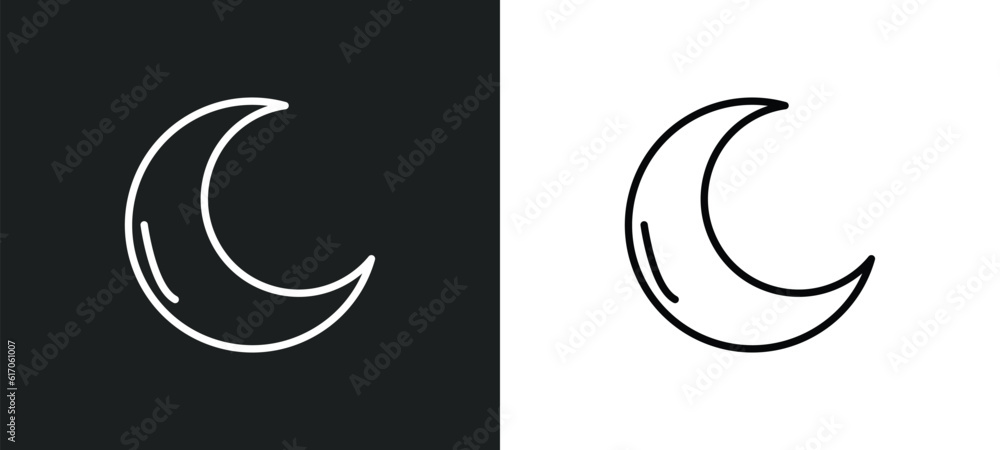 Wall mural clear night line icon in white and black colors. clear night flat vector icon from clear night colle