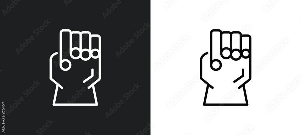 Poster gauntlet line icon in white and black colors. gauntlet flat vector icon from gauntlet collection for