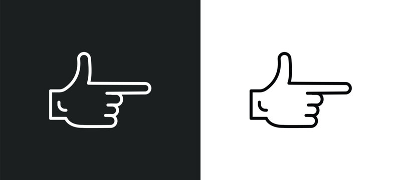finger gun line icon in white and black colors. finger gun flat vector icon from finger gun collection for web, mobile apps and ui.