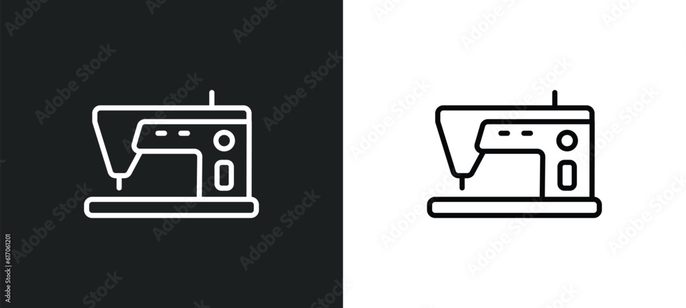 Poster tailoring hine line icon in white and black colors. tailoring hine flat vector icon from tailoring h