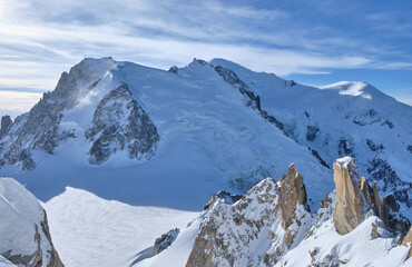 Chamonix: view of mountain top station of the Aiguille du Midi in Chamonix, France