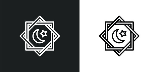 rub el hizb line icon in white and black colors. rub el hizb flat vector icon from rub el hizb collection for web, mobile apps and ui.