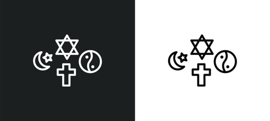 religion line icon in white and black colors. religion flat vector icon from religion collection for web, mobile apps and ui.