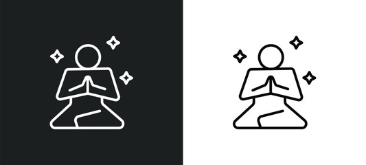 meditation line icon in white and black colors. meditation flat vector icon from meditation collection for web, mobile apps and ui.