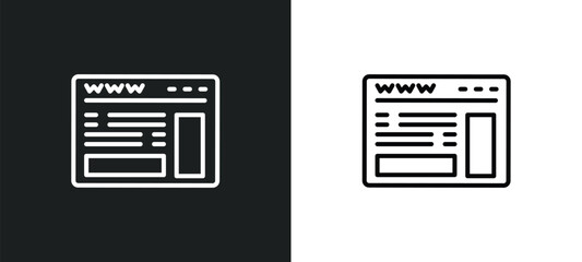 web page line icon in white and black colors. web page flat vector icon from web page collection for mobile apps and ui.