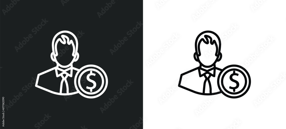 Poster accountant line icon in white and black colors. accountant flat vector icon from accountant collecti