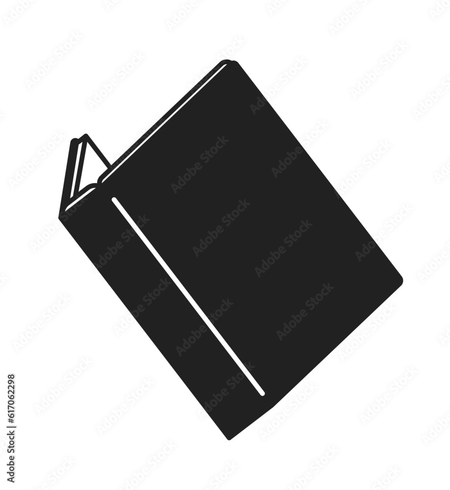 Poster open book monochrome flat vector object. open journal. bookworm hobby. studying for school. editable