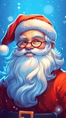 Anime style Santa Claus character illustration. Christmas and New year holiday painting. Generative AI