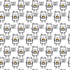 cute bear vector pattern for tee print and background wallpaper