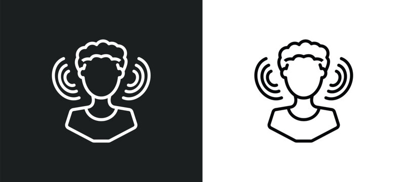 Person Listening Line Icon In White And Black Colors. Person Listening Flat Vector Icon From Person Listening Collection For Web, Mobile Apps And Ui.