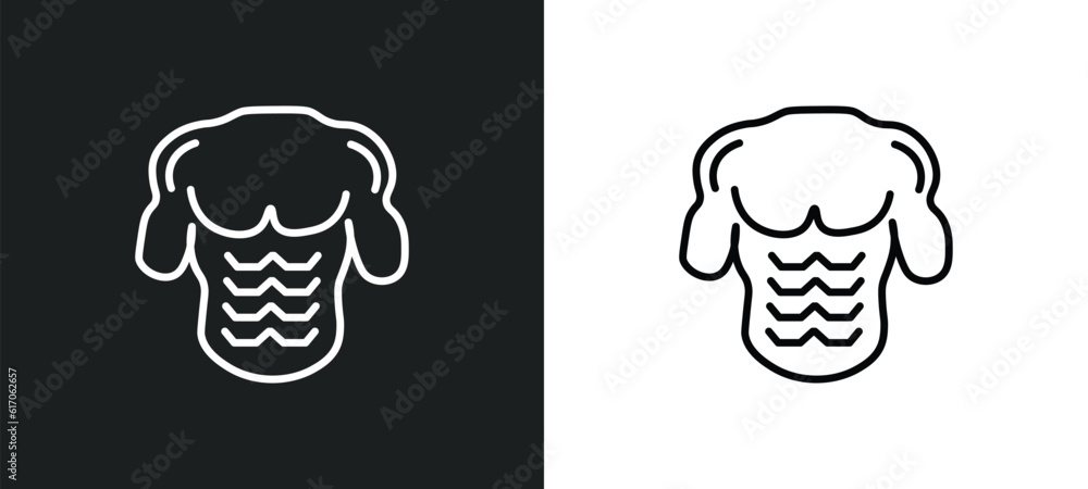Poster torso line icon in white and black colors. torso flat vector icon from torso collection for web, mob
