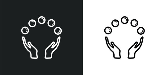 juggling ball line icon in white and black colors. juggling ball flat vector icon from juggling ball collection for web, mobile apps and ui.