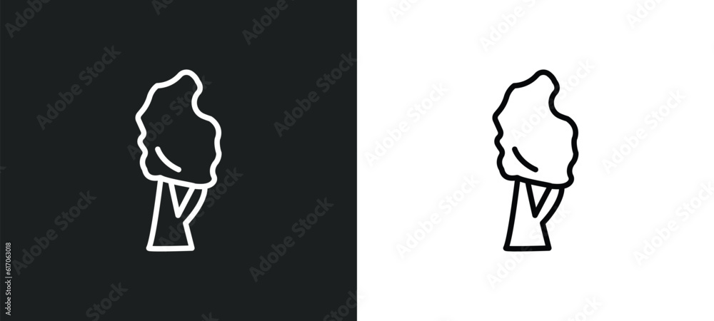 Aufkleber black birch tree line icon in white and black colors. black birch tree flat vector icon from birch t
