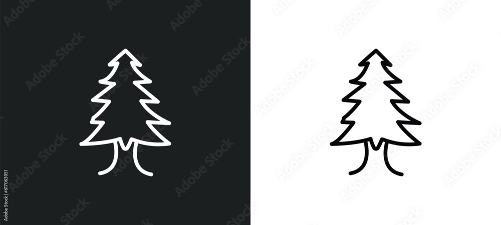 Poster arborvitae tree line icon in white and black colors. arborvitae tree flat vector icon from arborvita