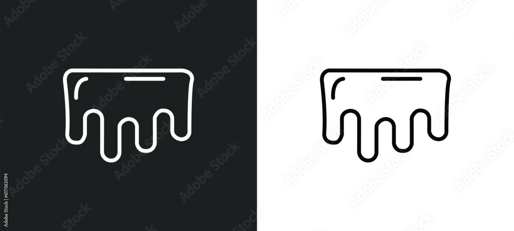 Poster melting line icon in white and black colors. melting flat vector icon from melting collection for we