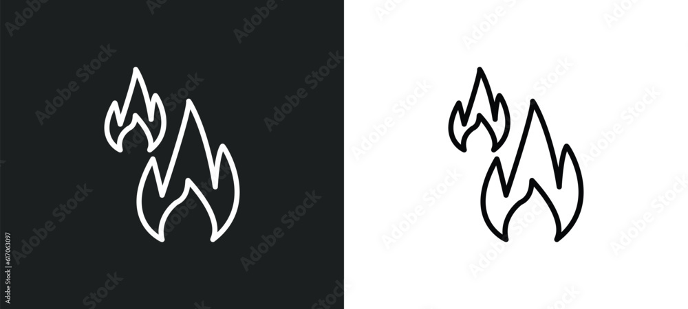 Poster burn line icon in white and black colors. burn flat vector icon from burn collection for web, mobile