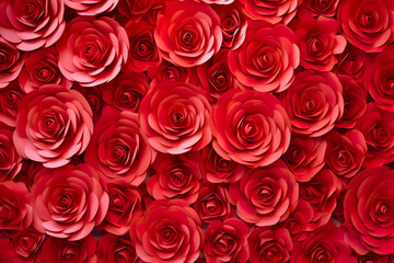 wall with a background of red paper roses handmade craft creative abstraction