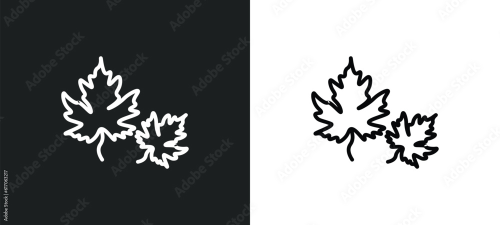 Poster dry leaf line icon in white and black colors. dry leaf flat vector icon from dry leaf collection for