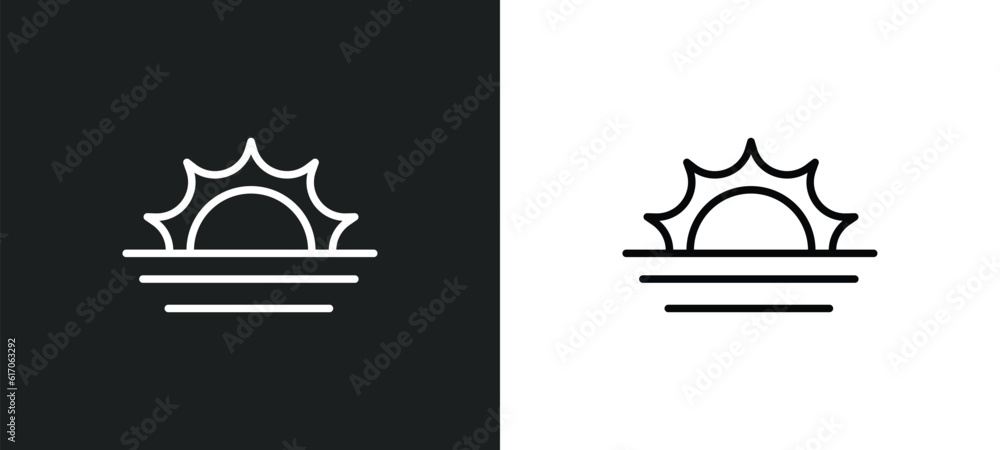 Poster landscape inside frame line icon in white and black colors. landscape inside frame flat vector icon 