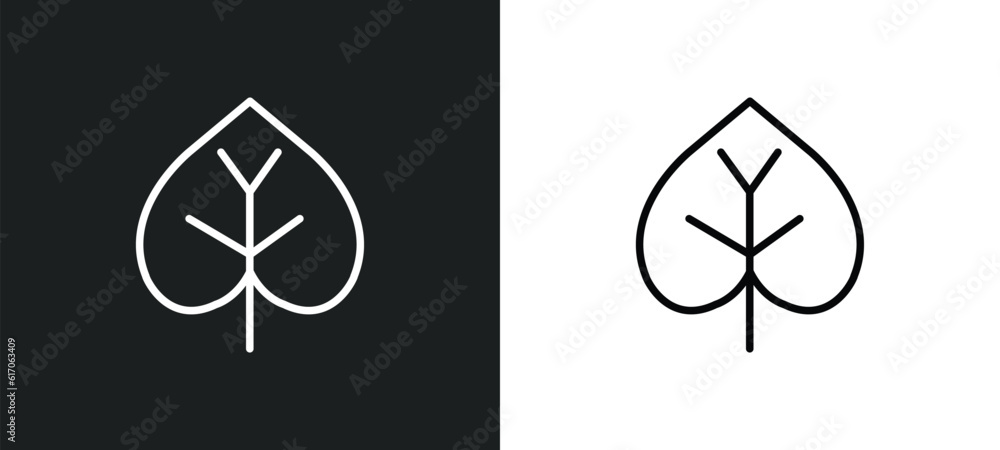 Poster poplar line icon in white and black colors. poplar flat vector icon from poplar collection for web, 