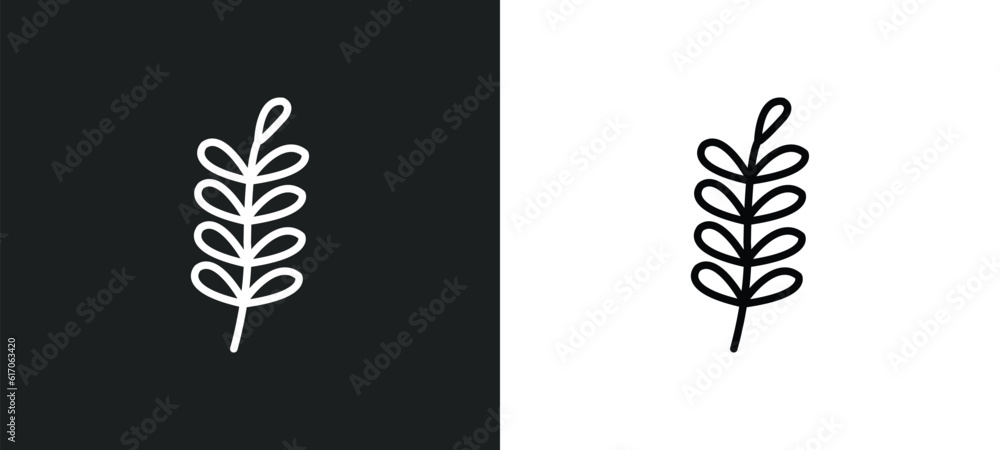 Poster pinnate line icon in white and black colors. pinnate flat vector icon from pinnate collection for we
