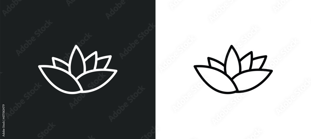 Poster nymphea line icon in white and black colors. nymphea flat vector icon from nymphea collection for we