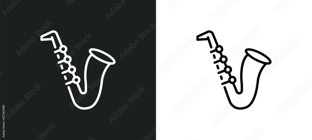 Poster jazz line icon in white and black colors. jazz flat vector icon from jazz collection for web, mobile