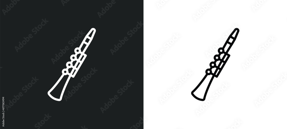Poster oboe line icon in white and black colors. oboe flat vector icon from oboe collection for web, mobile
